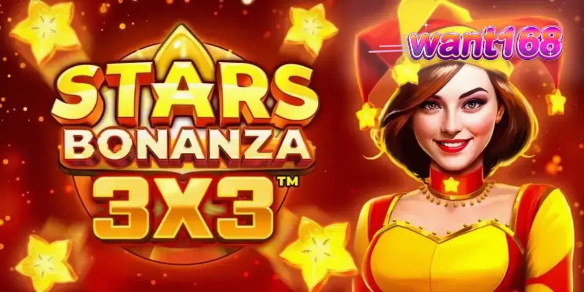 Tampilan layar permainan slot Stars Bonanza 3x3 dengan simbol buah dan jester